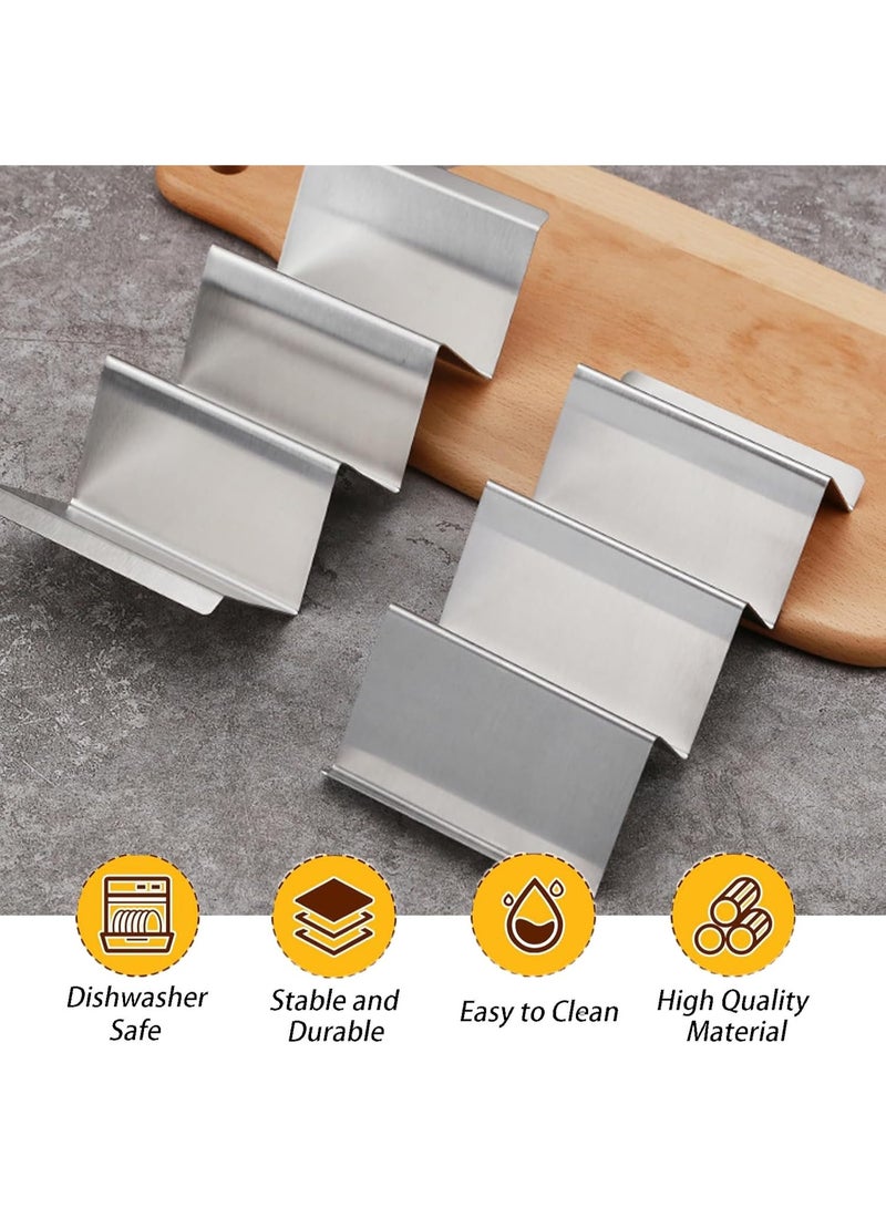 PTTIMFFM 4 Pack Stainless Steel Taco Holders with Handles, Durable Taco Stands for Tacos, Hot Dogs, Sandwiches & More - Image 3